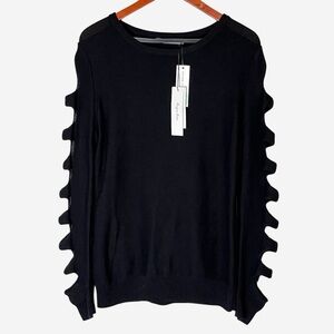 Harper Lane Knit Pullover Cutout Sleeve Black